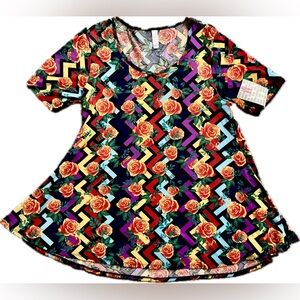 LuLaRoeFloral Geometric Women's Perfect T Top